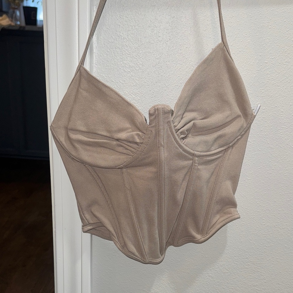 PrettyLittleThing Beige Corset Top